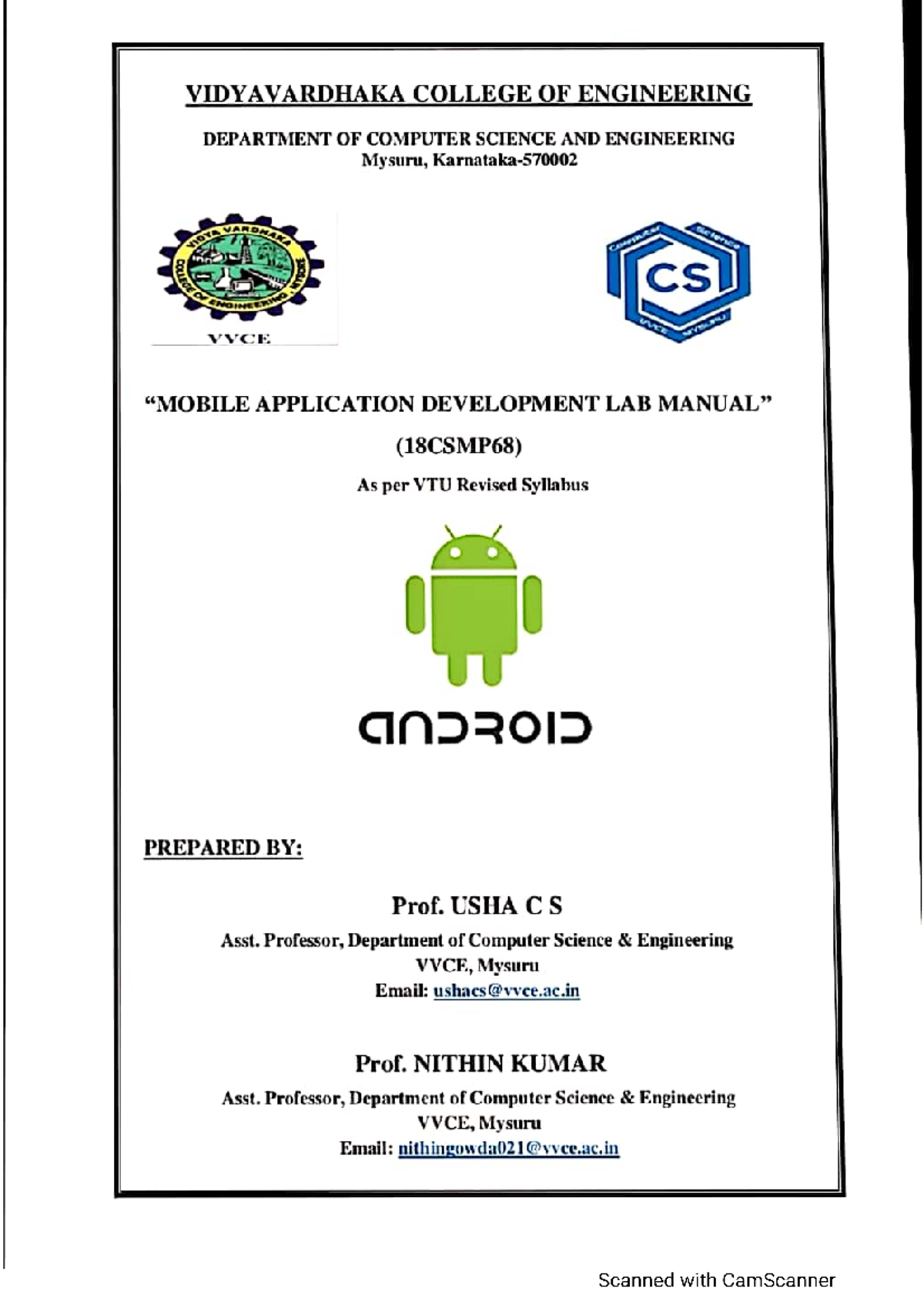 18CSMP68 MAD Lab Manual Electronics and Communication Engineering