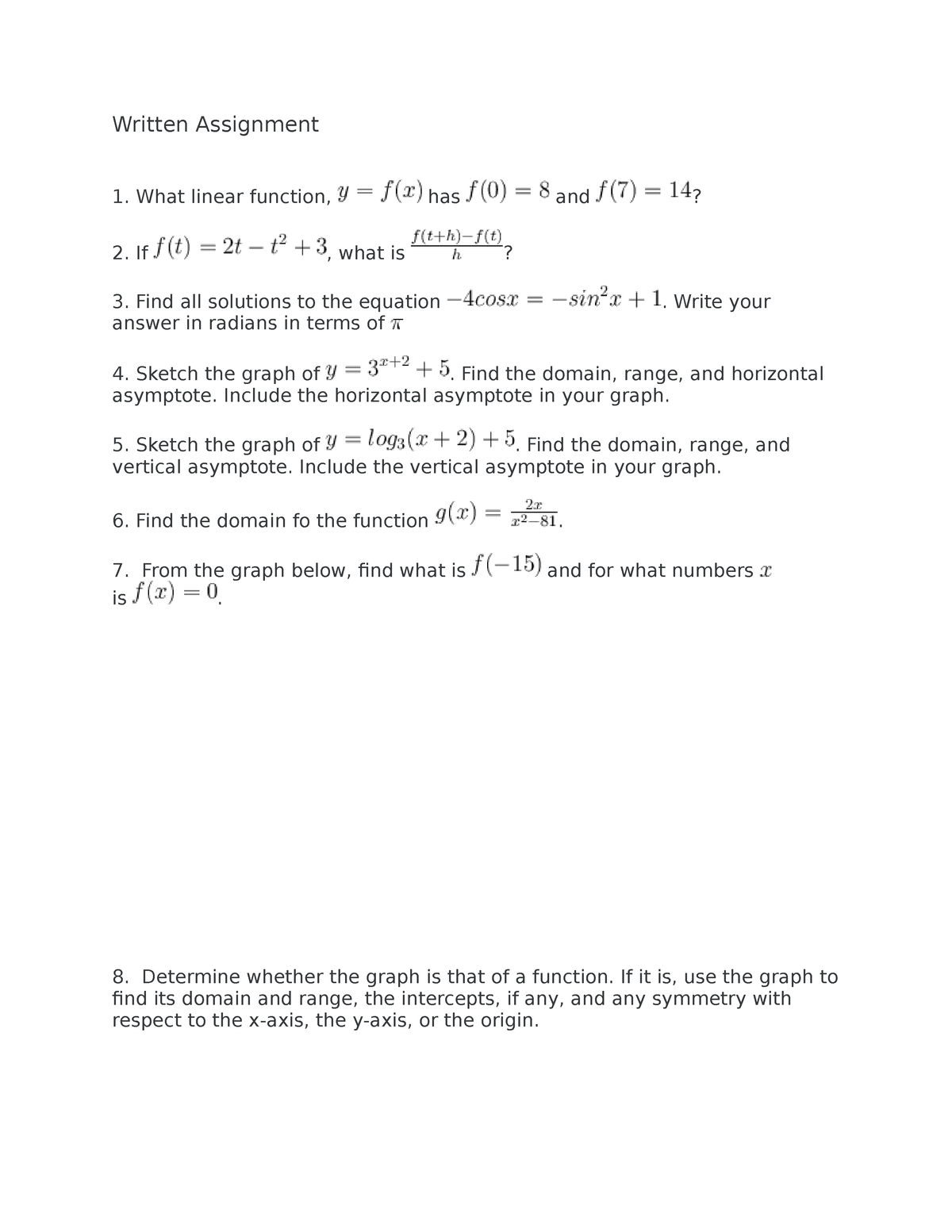 math 1211 written assignment unit 2