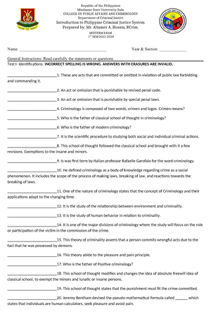 QUIZ 2 CJS - Cjs Quiz - QUIZ 2. CJS 1. In A Complaint Or Information ...