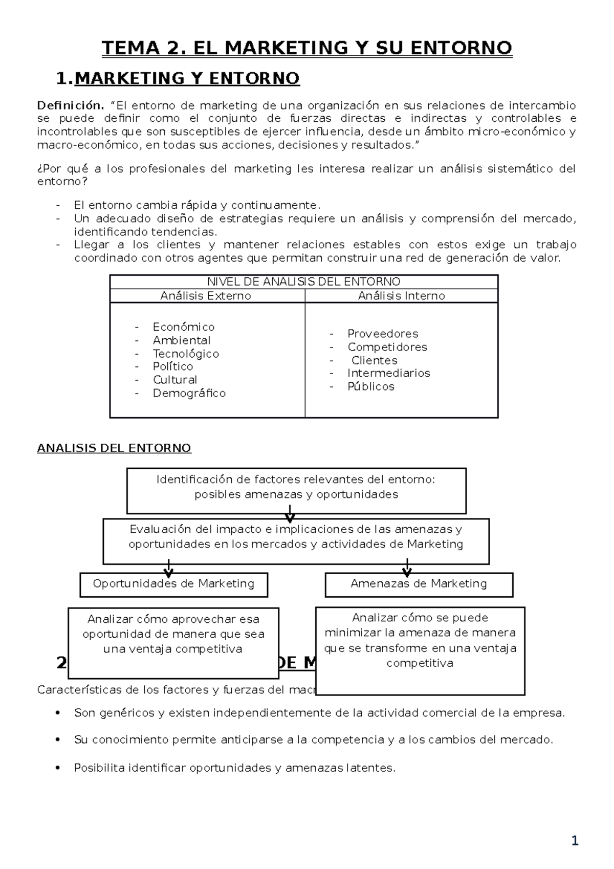 Tema 2 Marketing Y Entorno - TEMA 2. EL MARKETING Y SU ENTORNO 1 Y ...