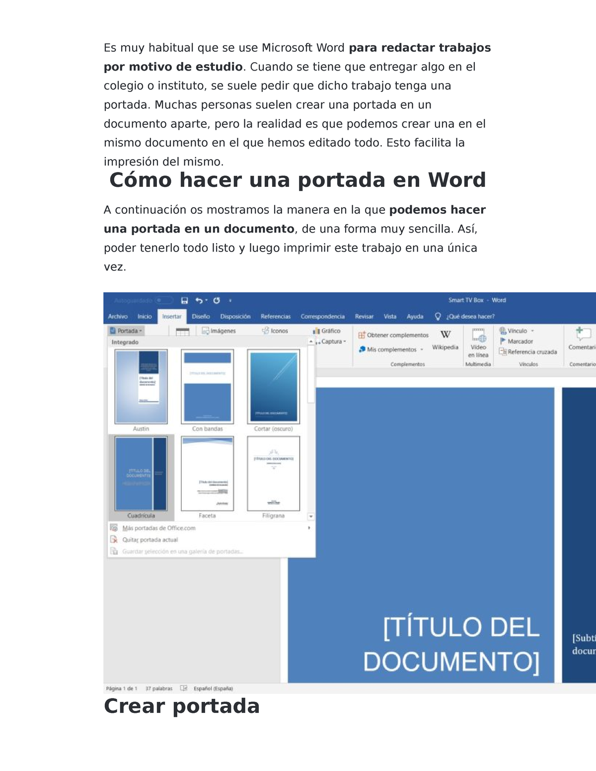 Como Hacer Una Portada Word Es Muy Habitual Que Se Use Microsoft Word Para Redactar Trabajos 3102