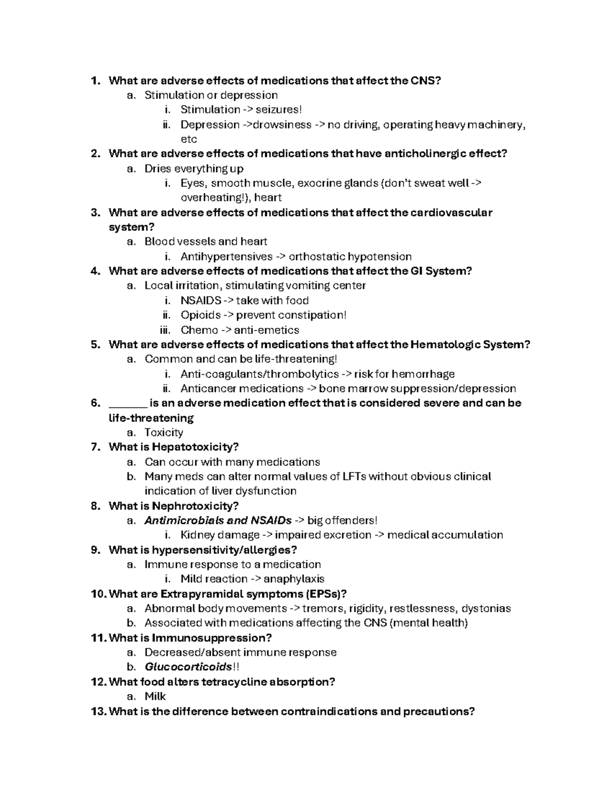 Pharm Review Quiz 2 - Study Guide - What are adverse effects of ...