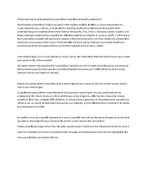 HUM wk 3 paper - Art Creation and Reflection Lindsay Smith Chamberlain ...