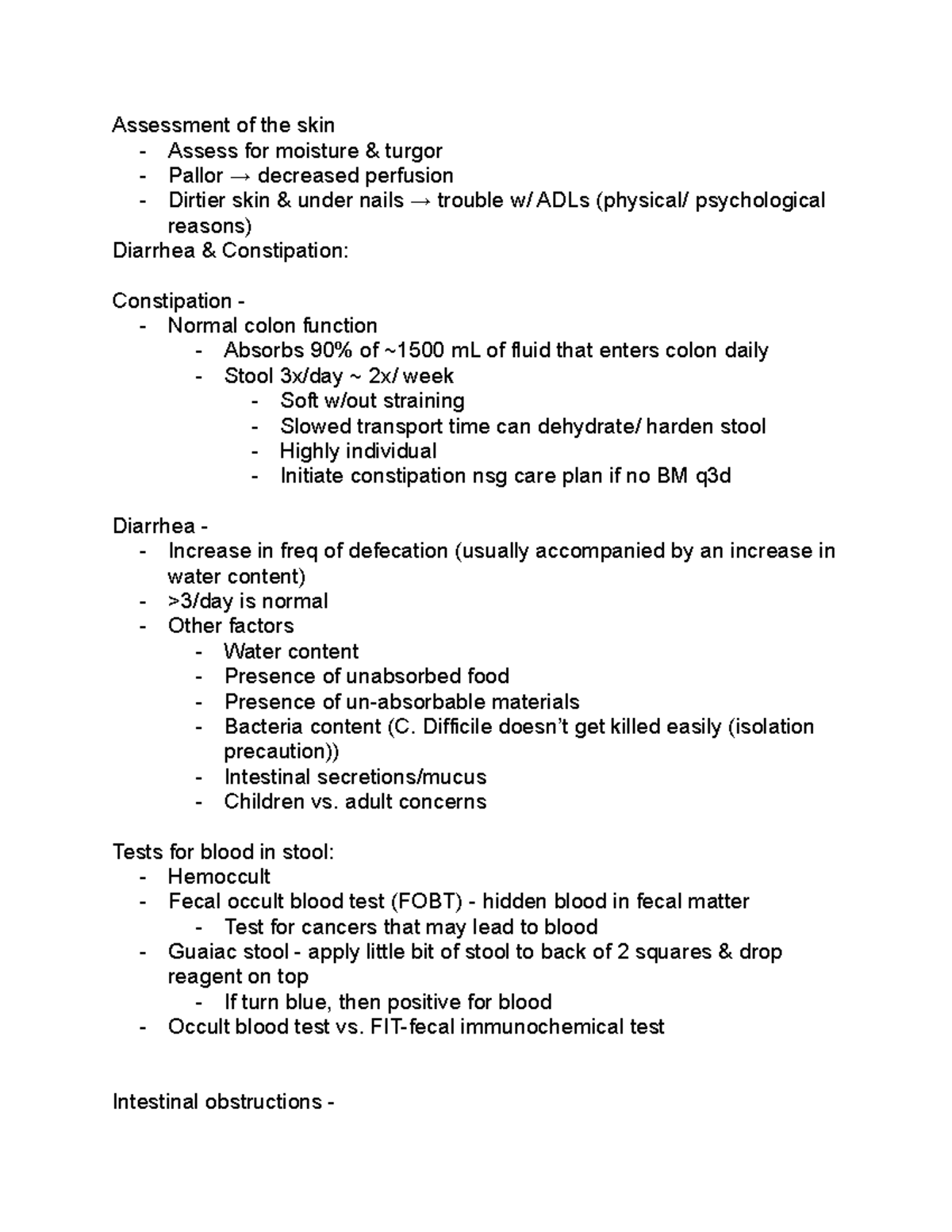 Week 4 Skin Assessment & Wound Care .docx - Assessment of the skin ...