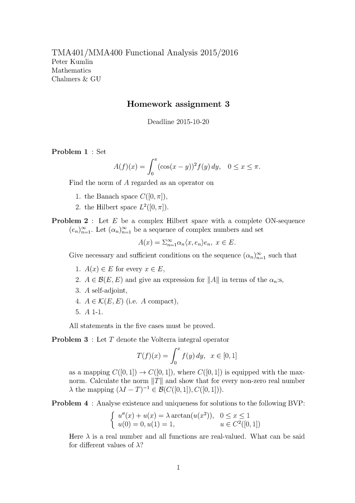 solutions homework functional analysis