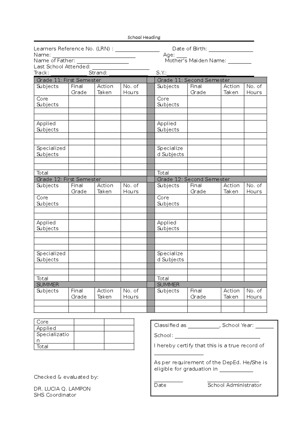 Form-9 - Sample - School Heading Learners Reference No. (LRN ...