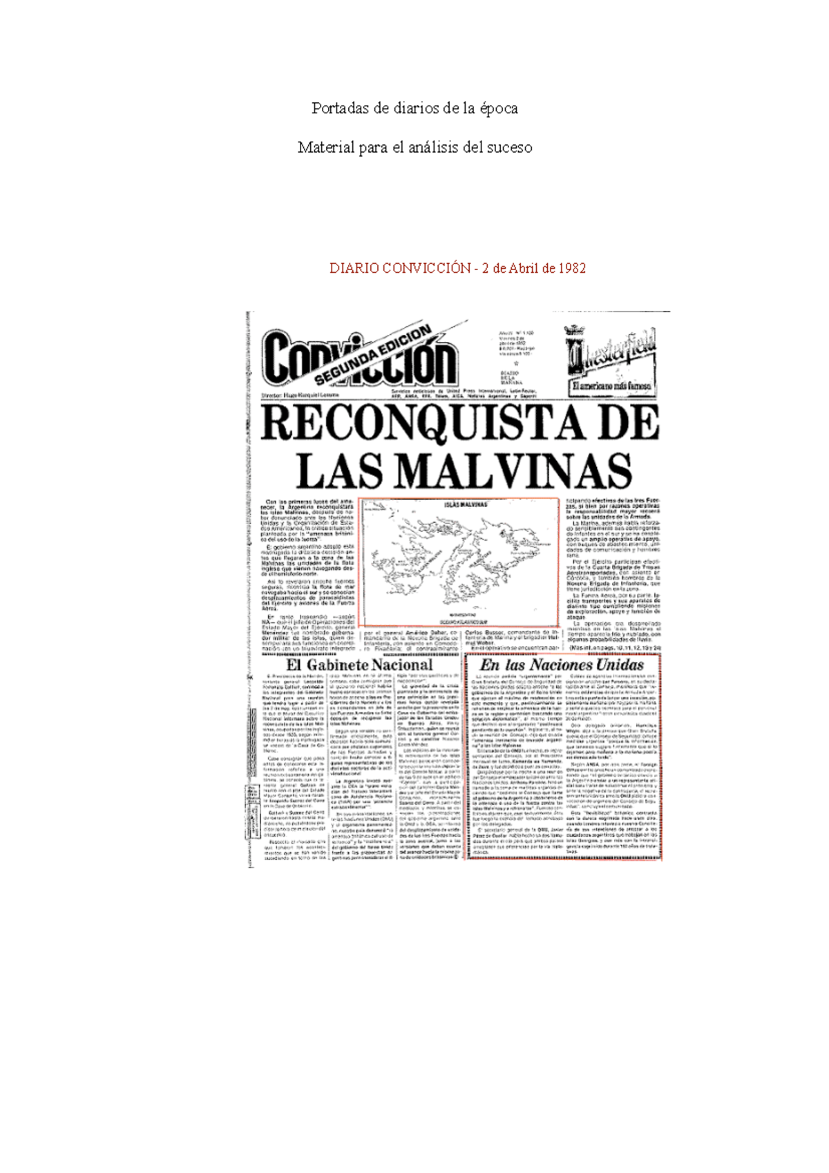 Portadas malvinas - ... - Portadas de diarios de la época Material para ...