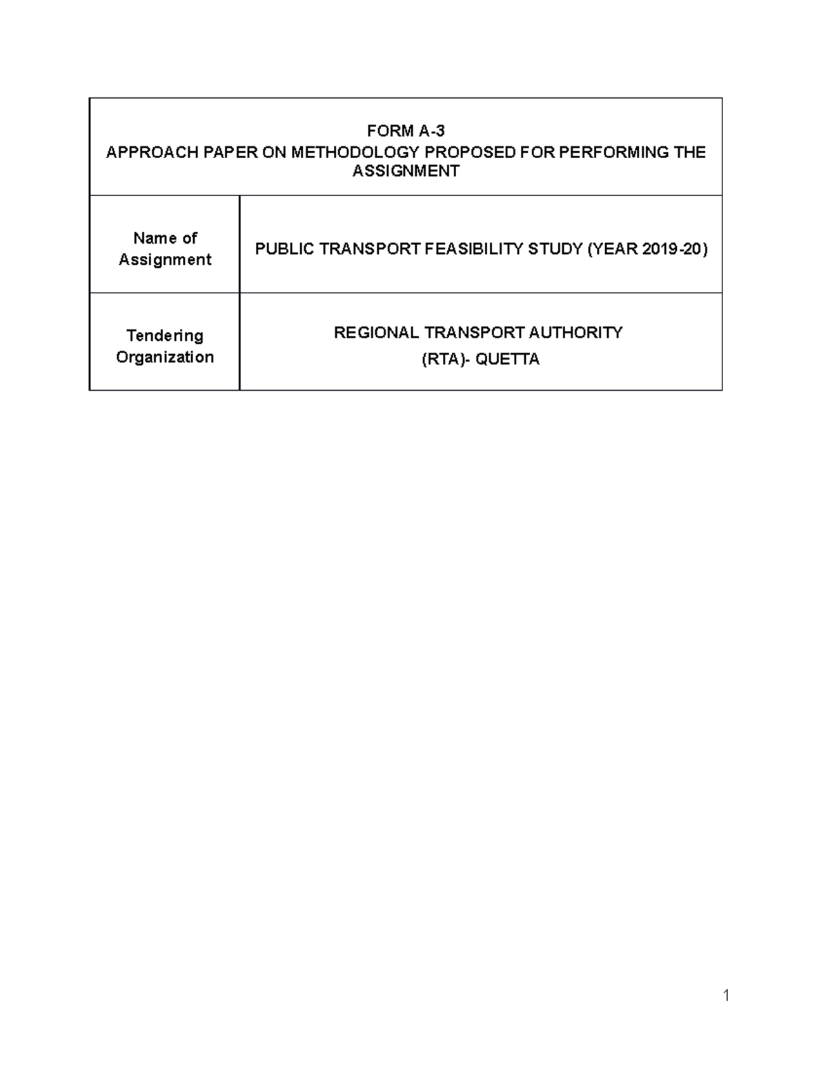 FORM A3-20- Public Transport Feasibility Study (YEAR 2019-20) - FORM A ...
