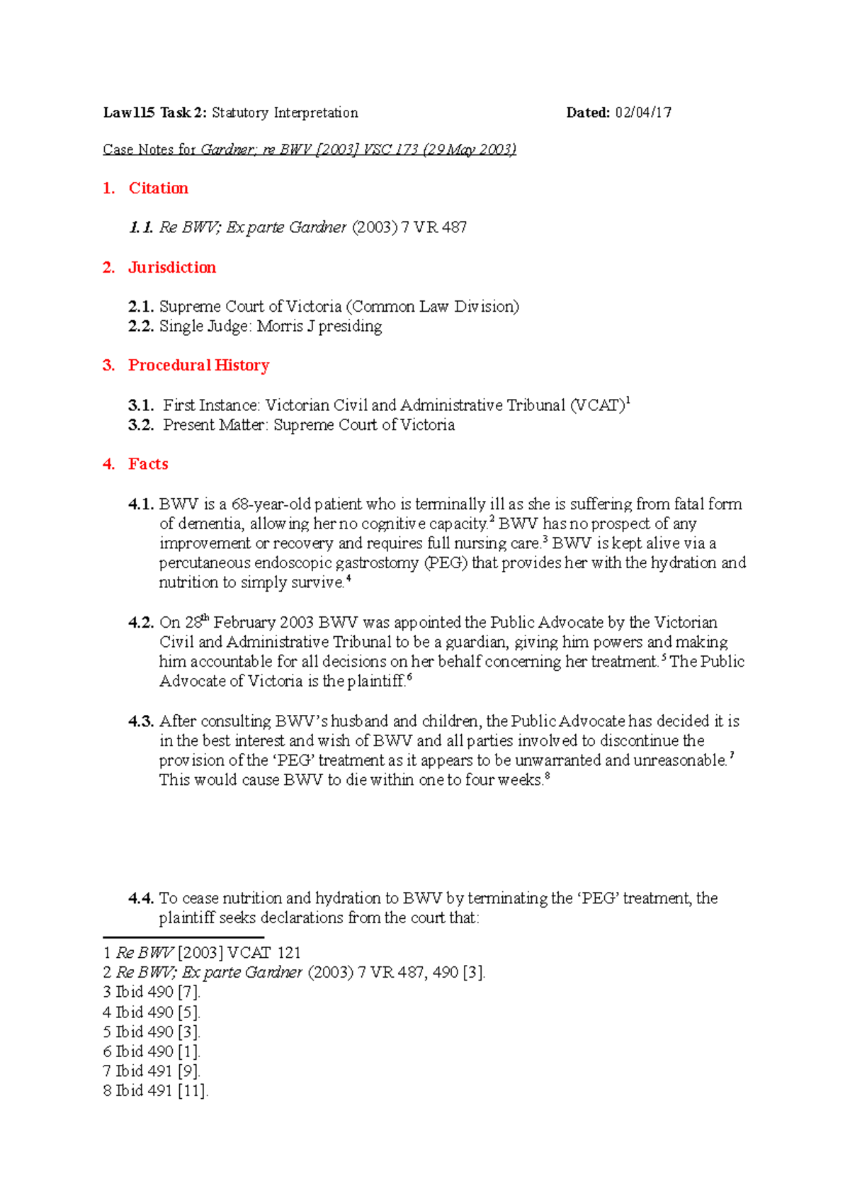 Task 2 Case Study - Law115 Task 2: Statutory Interpretation Dated: 02 ...