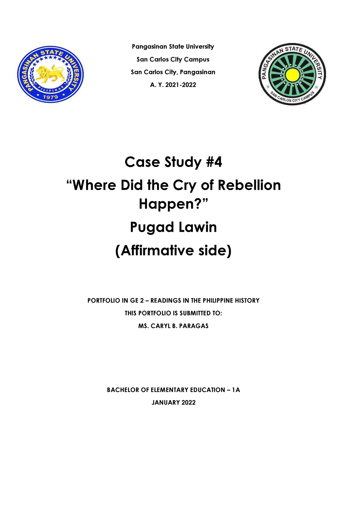 case study 4 where did the cry of rebellion happen reflection