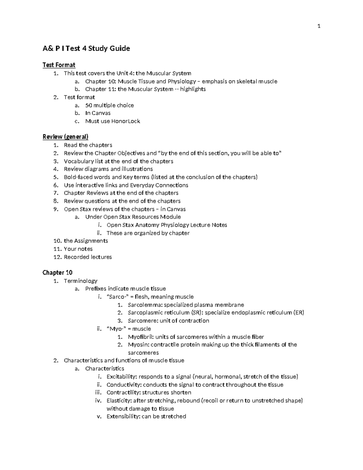 Test 4 Study Guide - Test review - A& P I Test 4 Study Guide Test ...