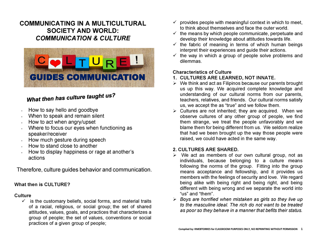 Communicating IN A Multicultural - COMMUNICATING IN A MULTICULTURAL ...