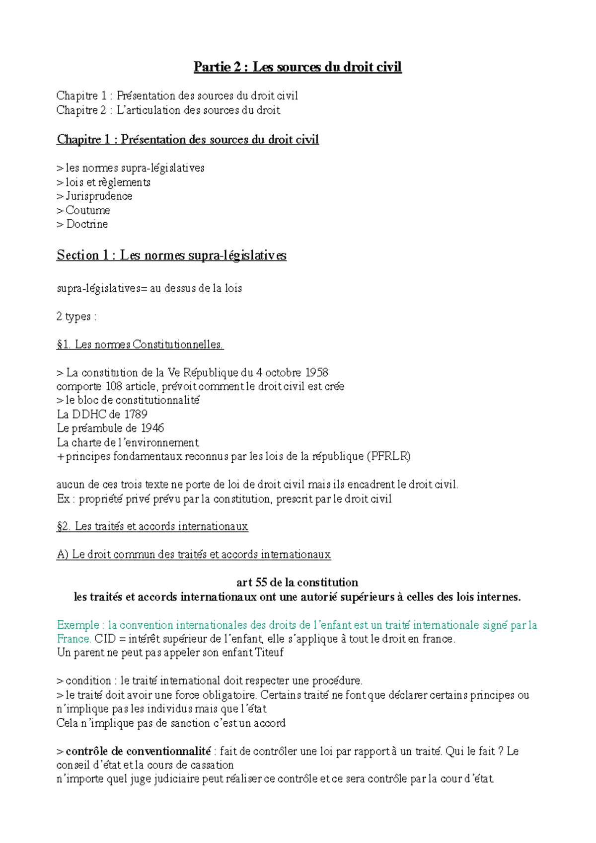 Partie 2 - Les sources du droit - Partie 2 : Les sources du droit civil ...