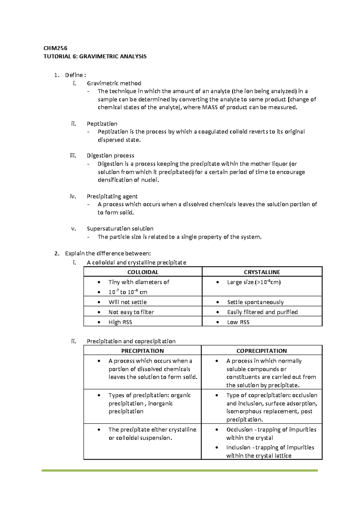 Tutorial 6 CHM256 ...