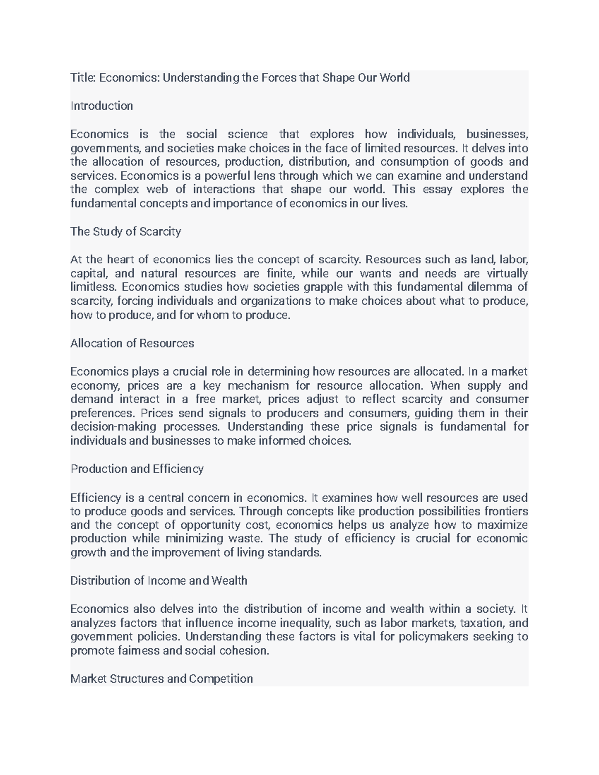 Economics 1 - Title: Economics: Understanding the Forces that Shape Our ...