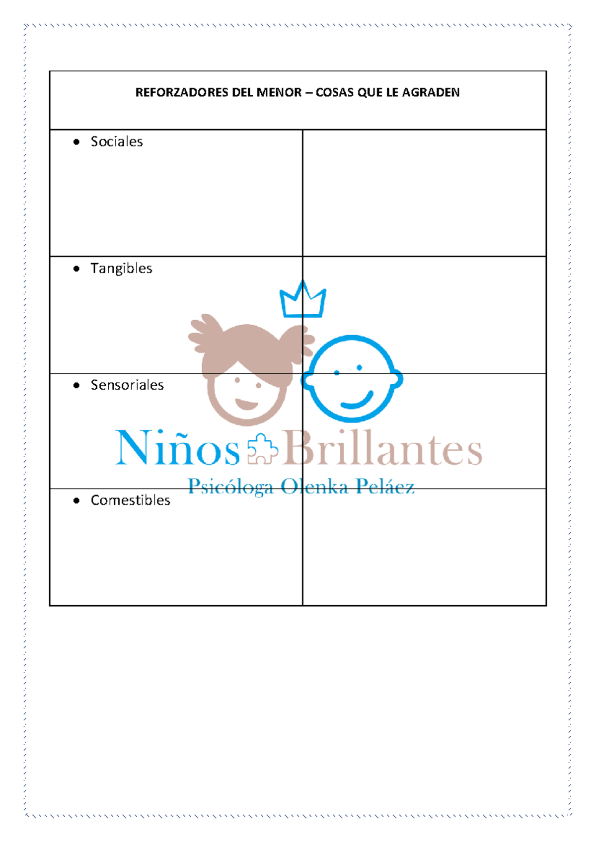 Linea base #1 conducta - FICHAS - Psicología General - REFORZADORES DEL ...