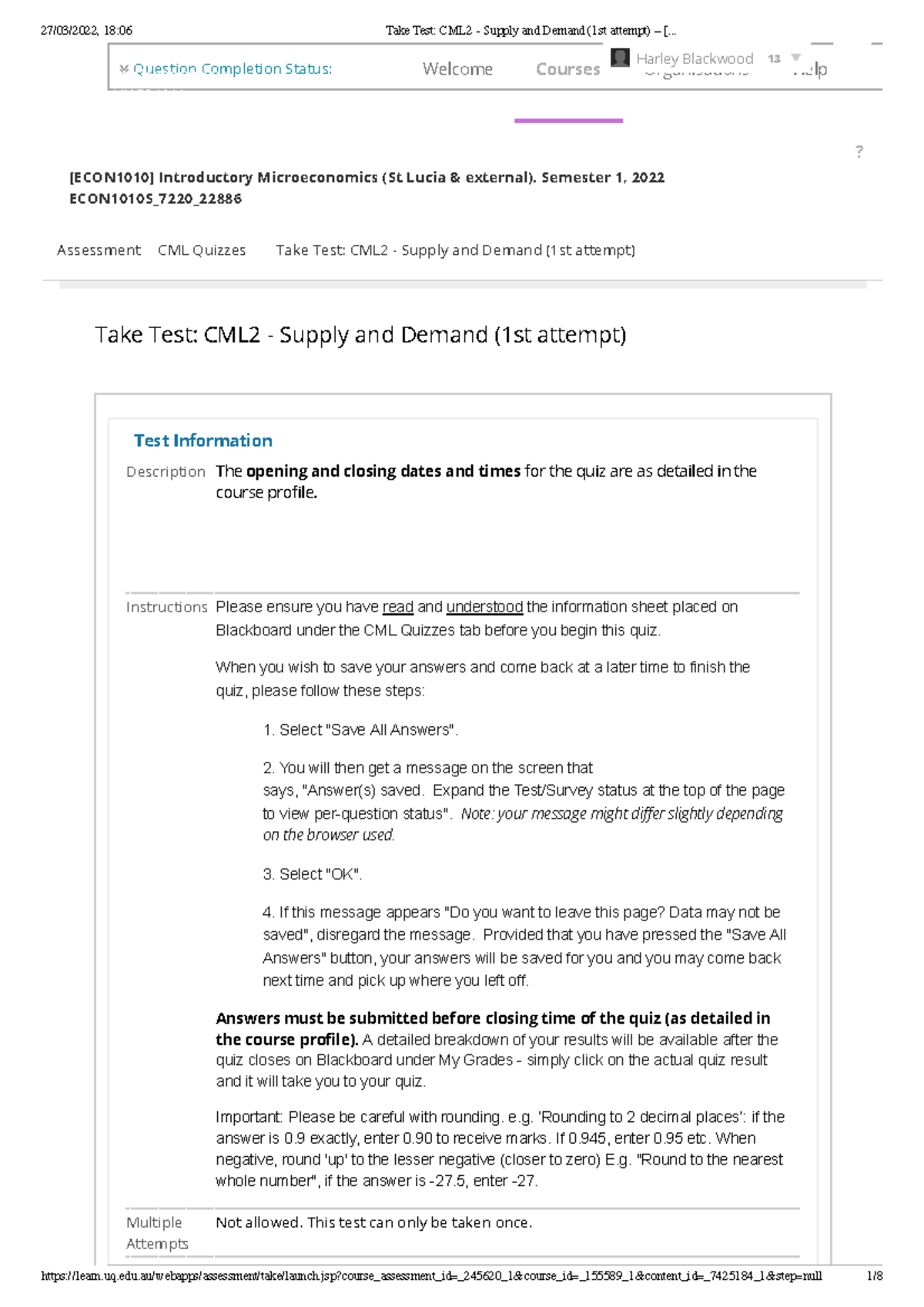 CML 2 complete - econ1310 cml 2 - Take Test: CML2 - Supply and Demand ...