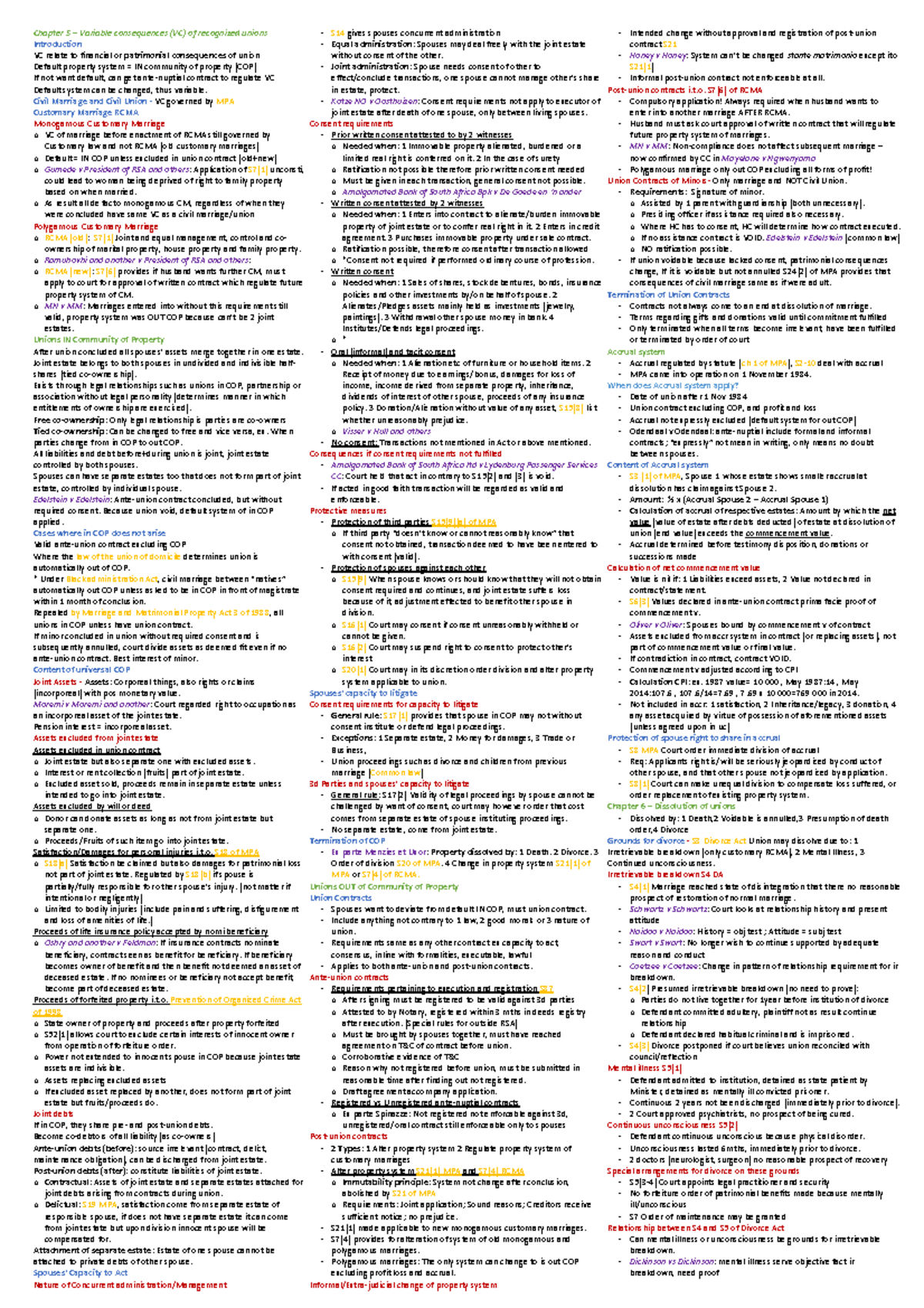 Cheat sheet 3 - Chapter 5 – Variable consequences (VC) of recognized ...