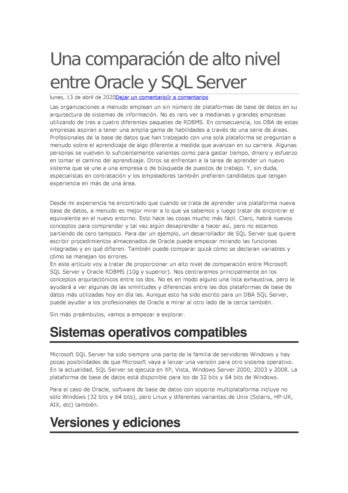 Diferencias Entre Oracle Y Sql Server Sooluciona Vrogue 0087