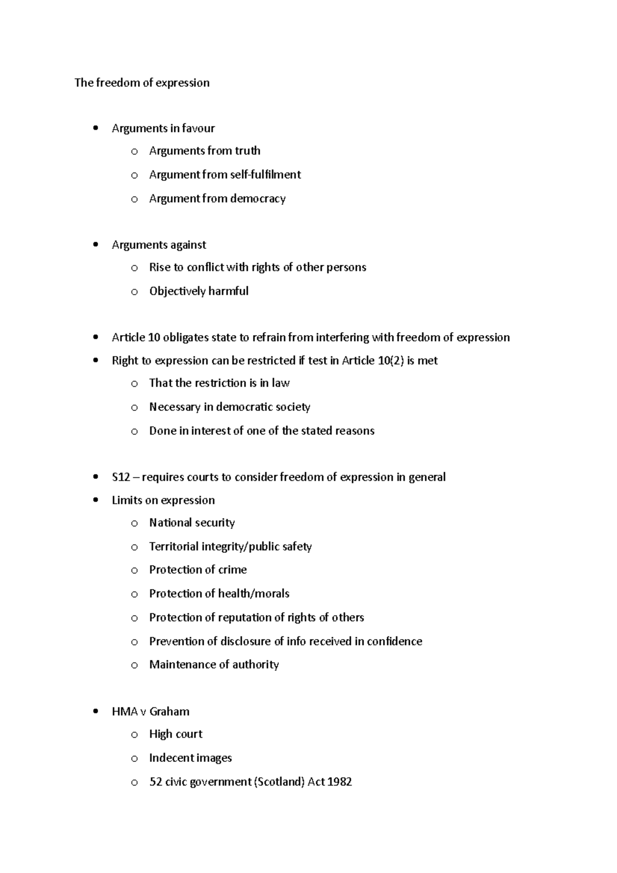 The freedom of expression Studocu