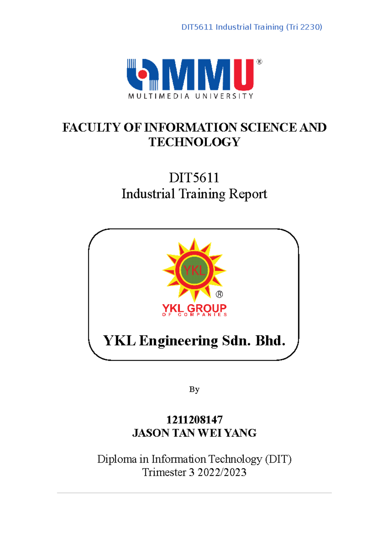 2230 Report Cover Page and template IT FACULTY OF INFORMATION SCIENCE