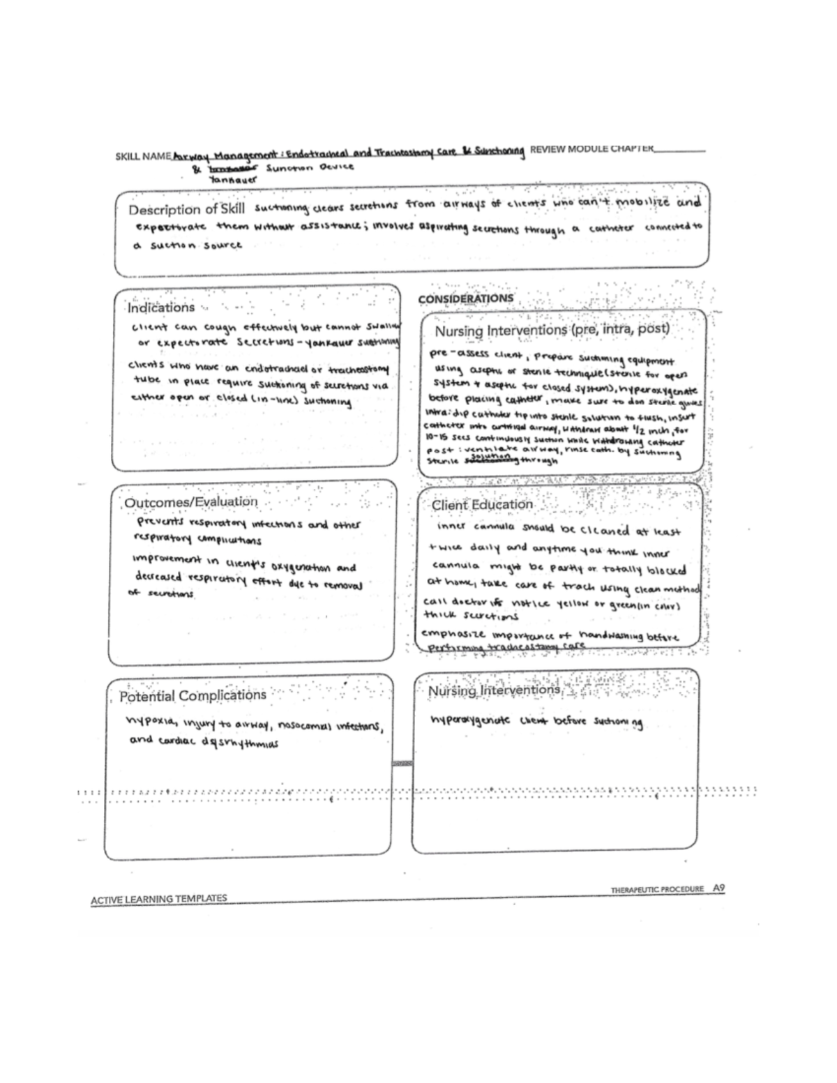  Tracheostomy Suctioning Nursing Skill Template Tracheostomy Suctioning 