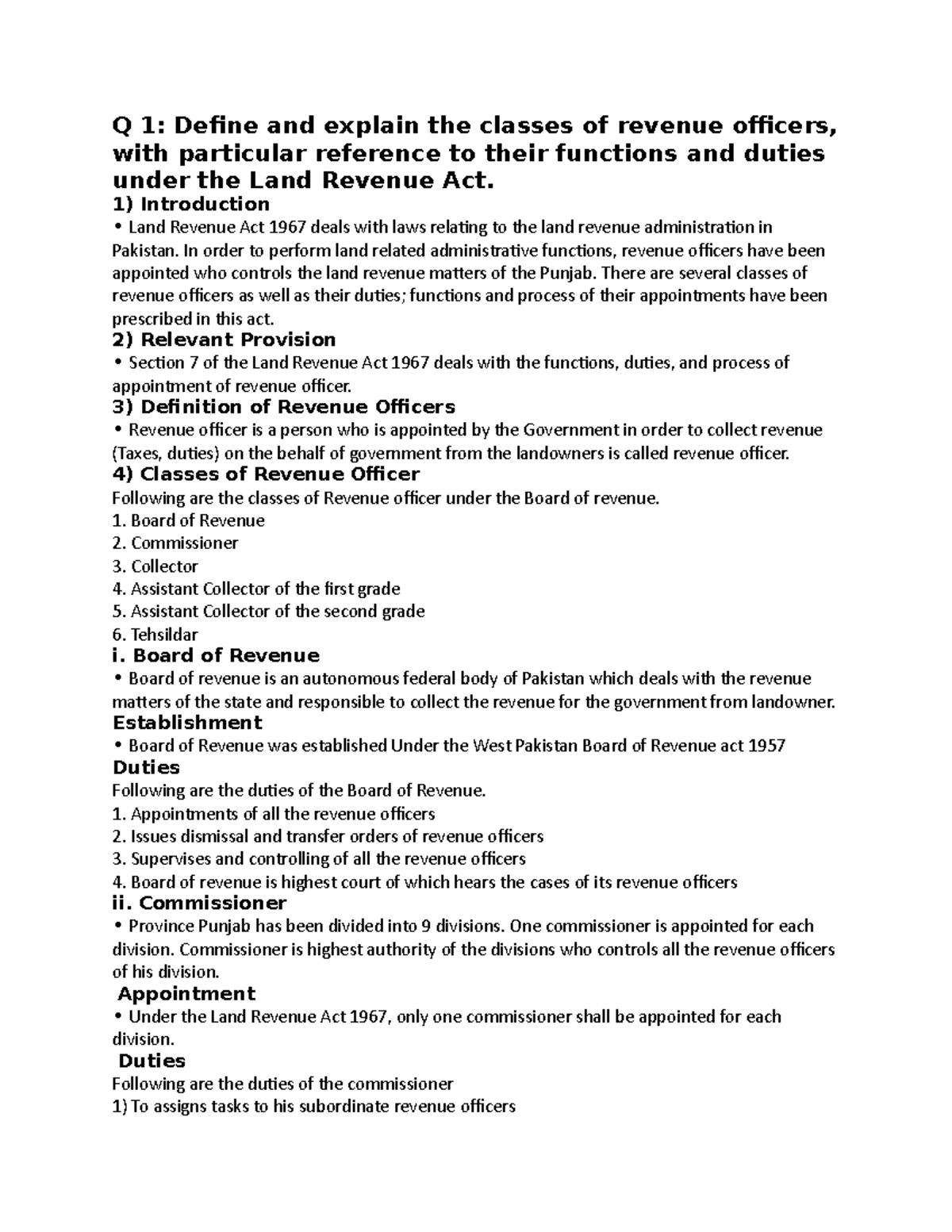 land-revenue-act-1967-q-1-define-and-explain-the-classes-of-revenue