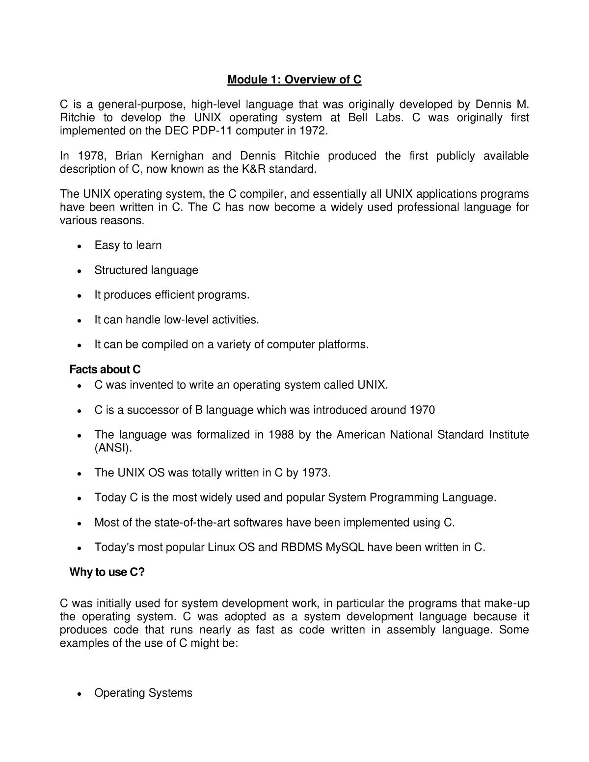 unit-1-module-1-overview-of-c-module-1-overview-of-c-c-is-a