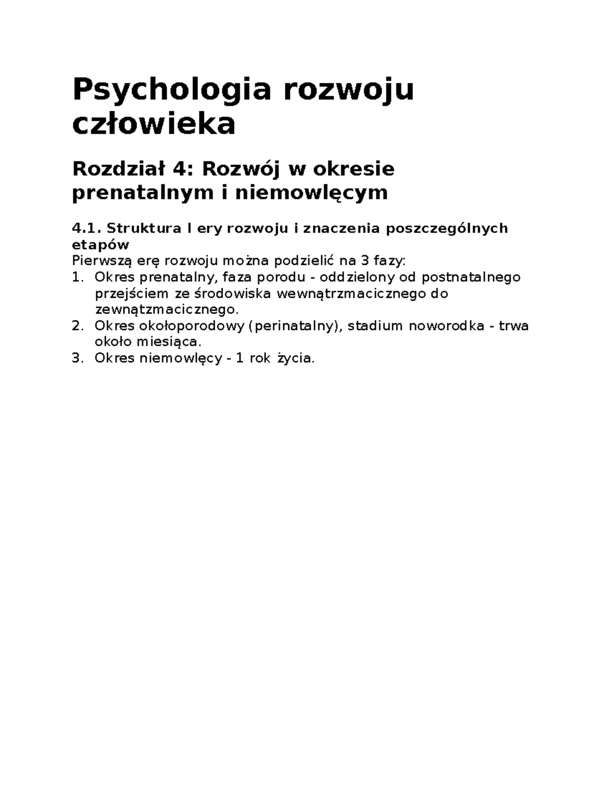 Psychologia rozwoju człowieka - Psychologia rozwoju człowieka Rozdział