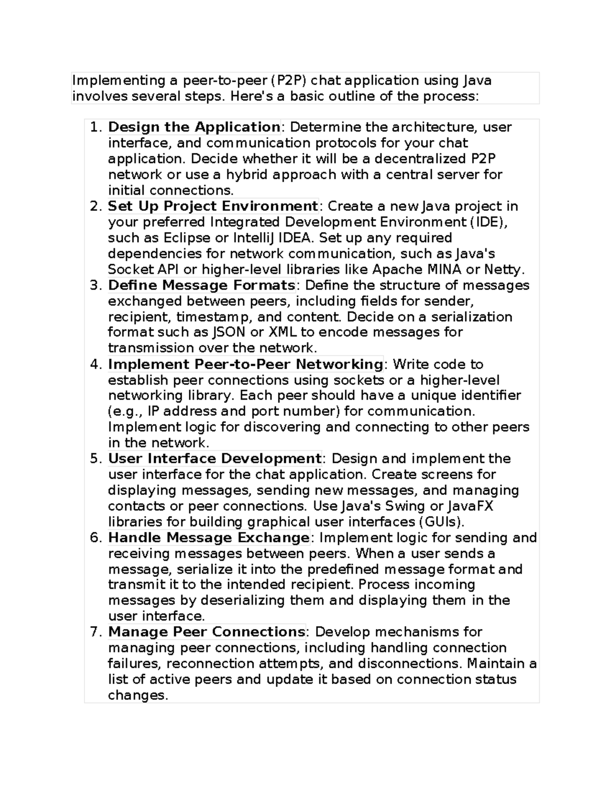 P2P Chat Implementation Steps - Implementing a peer-to-peer (P2P) chat ...