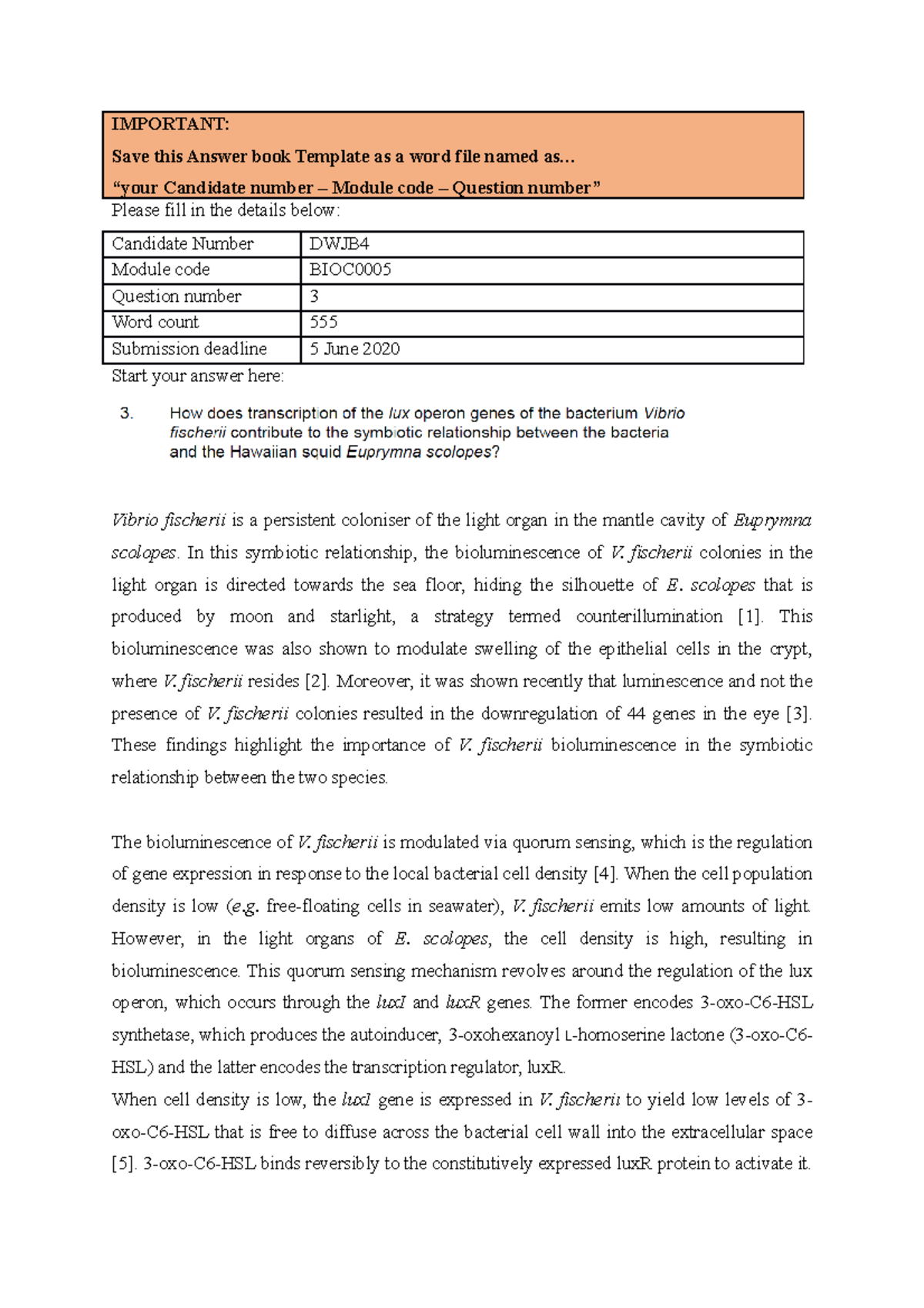 Exam Question 3 Molecular Biology Bioc2001 Ucl Studocu