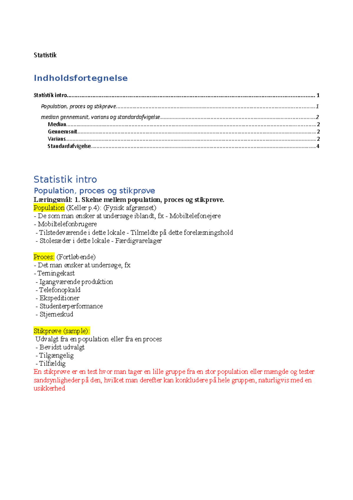 Statistik Intro, Population, Varians Osv - Statistik ...