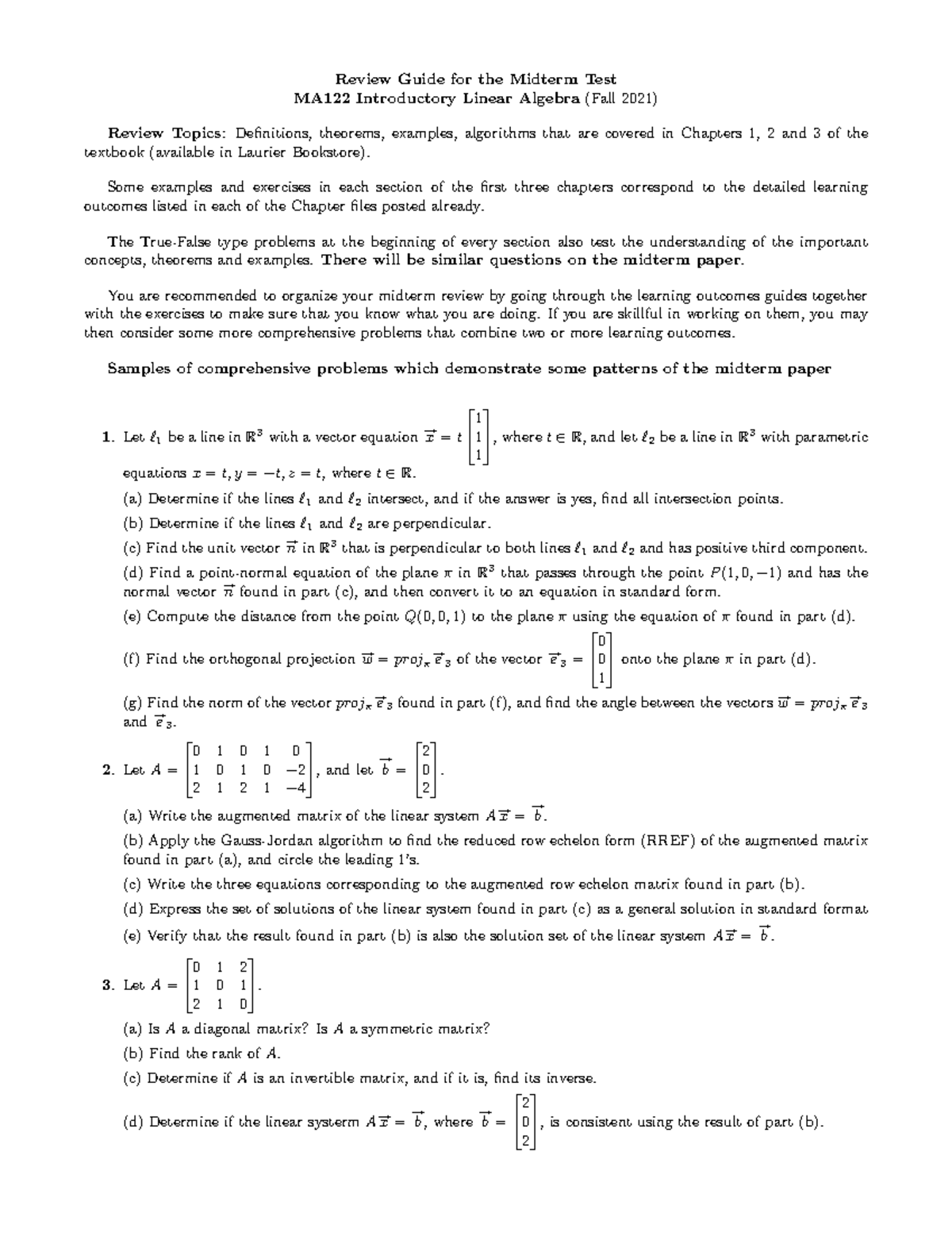 Comprehensive-midterm - Review Guide For The Midterm Test MA122 ...