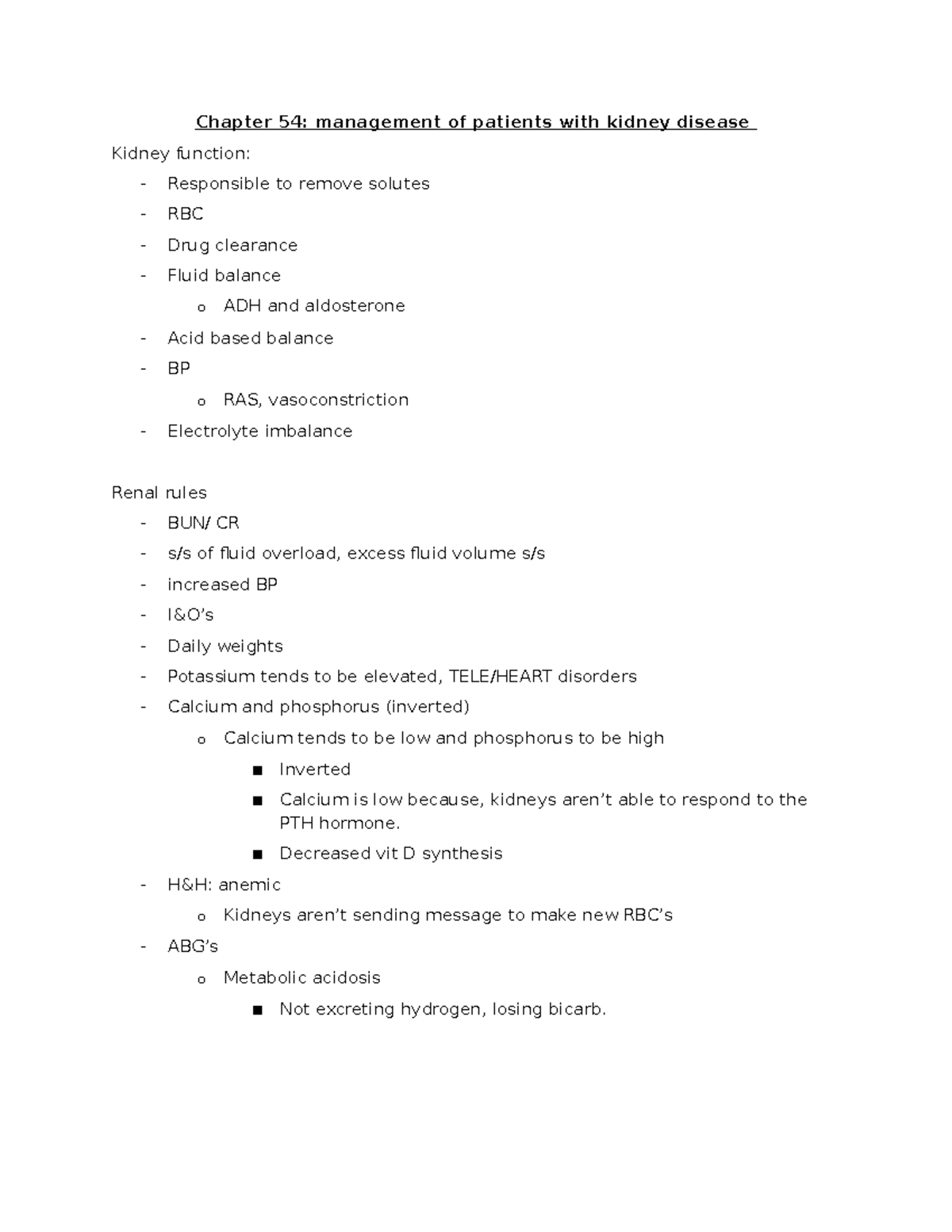 Chapter 54 kidney disease 2 - Chapter 54: management of patients with ...