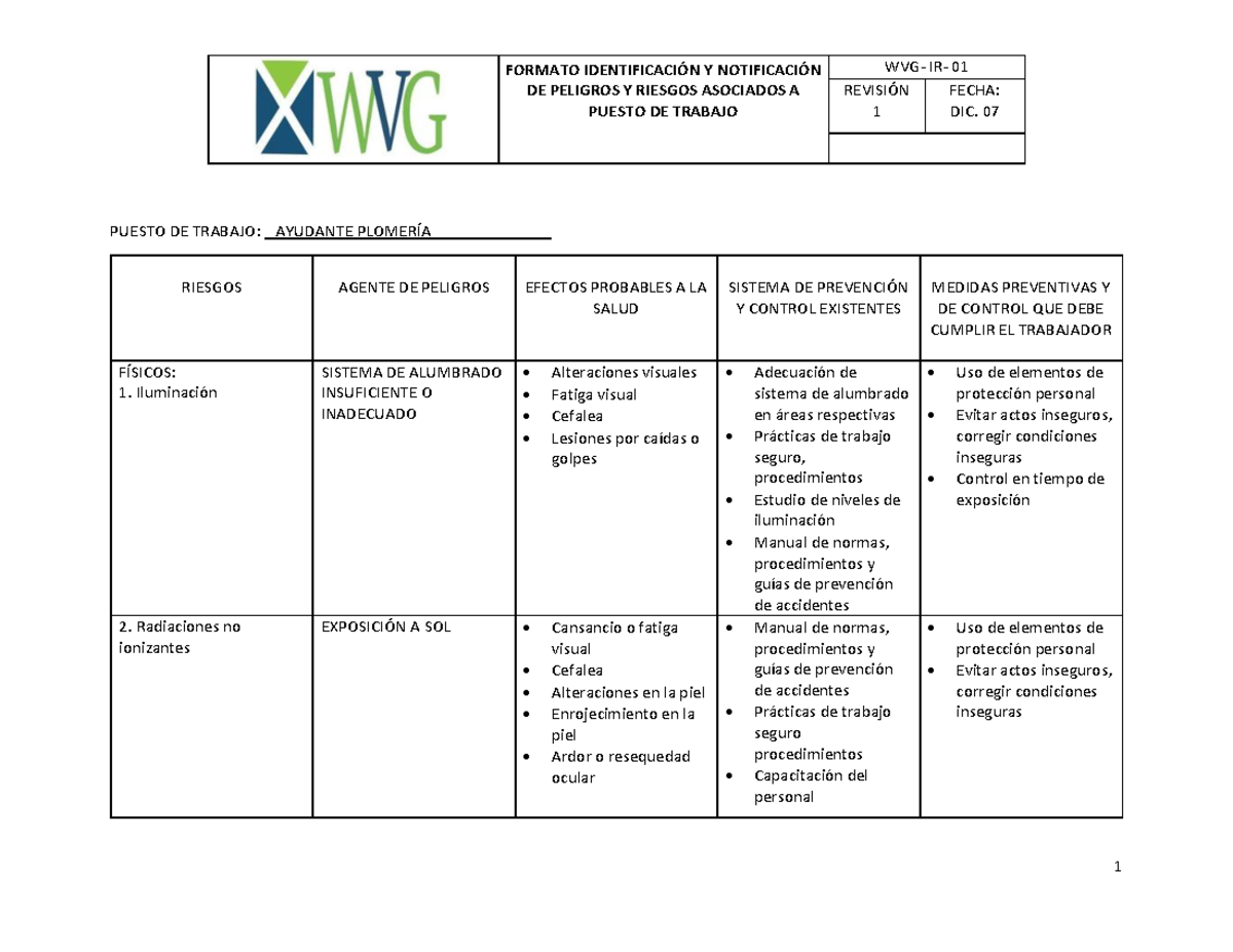 Capacitación Riesgos - FORMATO IDENTIFICACI”N Y NOTIFICACI”N DE ...