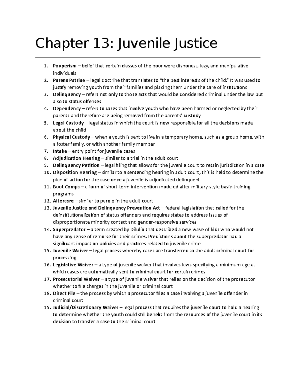 013 Juvenile Justice Flashcards - Chapter 13: Juvenile Justice - Studocu