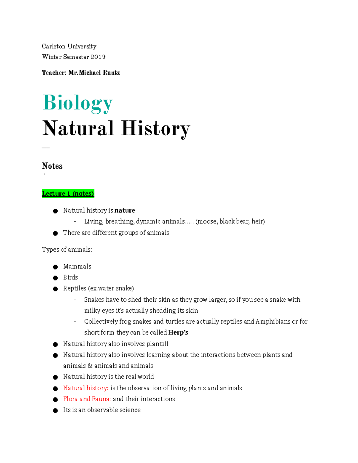 Official bio notes - bio - Carleton University Winter Semester 2019 ...