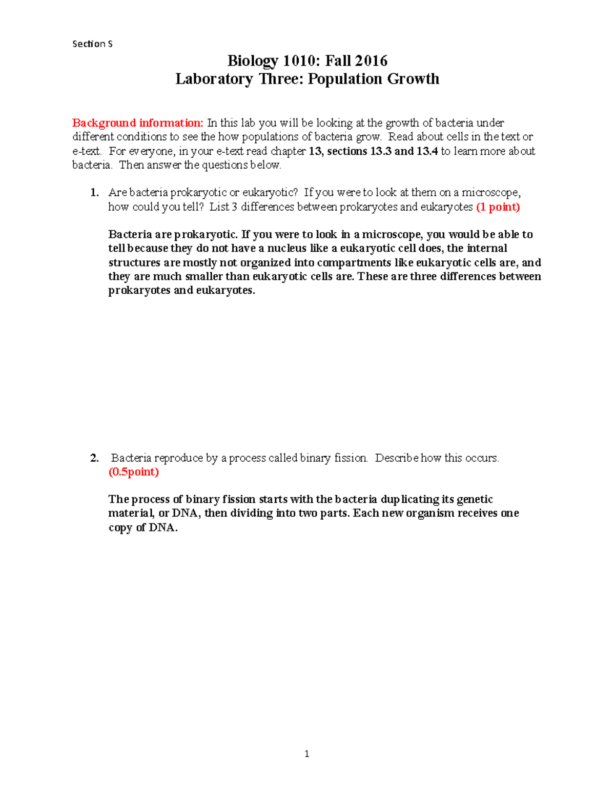 BIO1010 Lab 3 Population growth S8 Fall16 - Section S Biology 1010 ...