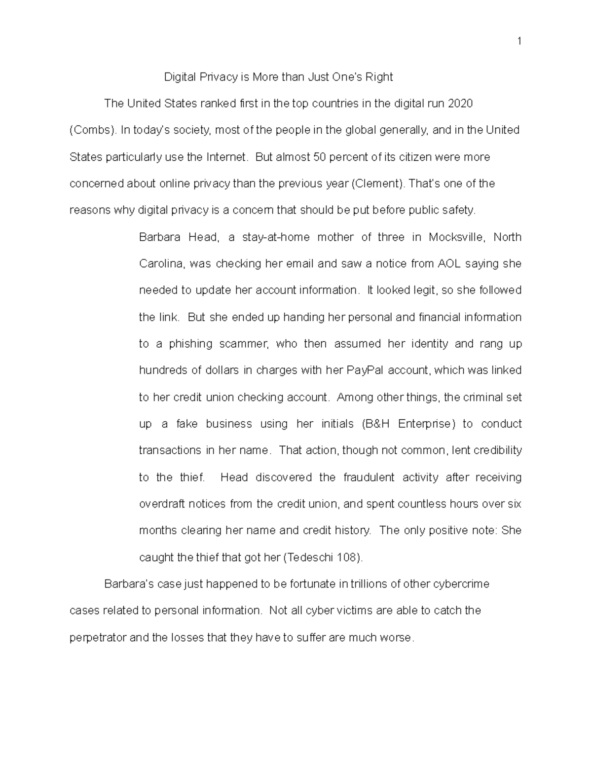 Digital PrivacyFinal draft Digital Privacy is More than Just One’s Right The United States