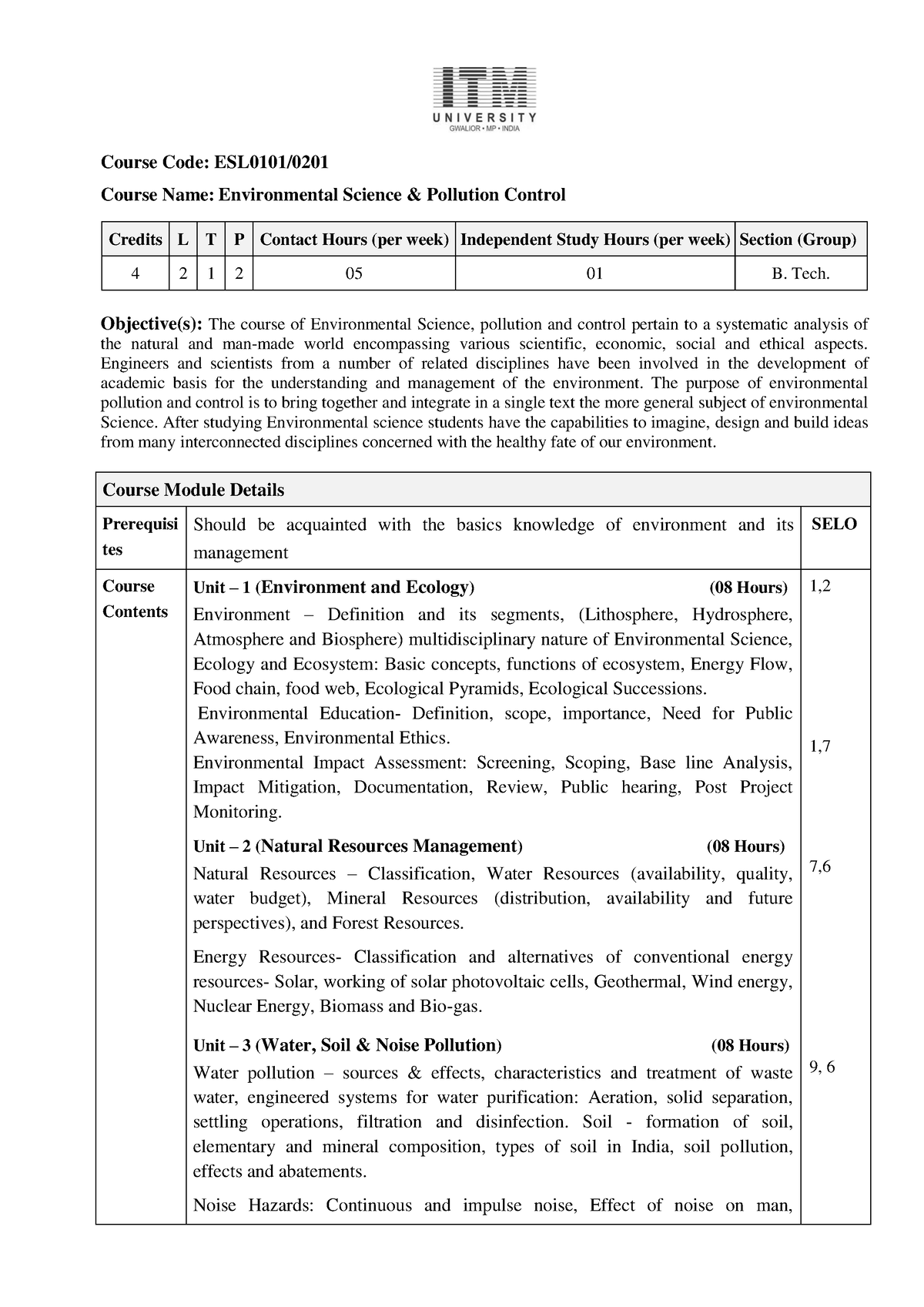 B. Tech CS Update Syllabus-2020 - Course Code: ESL0101/ Course Name ...