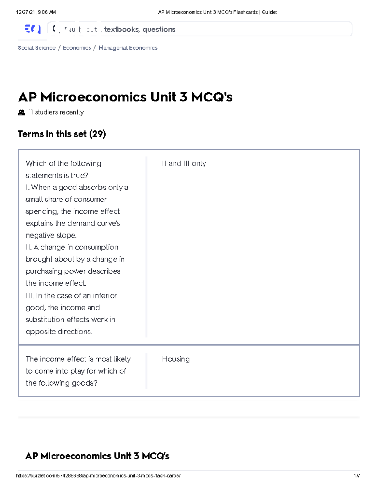 AP Microeconomics Unit 3 MCQ's Flashcards Quizlet - Free Trial AP ...