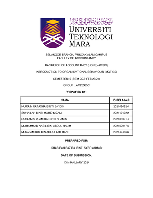 MGT430 Group Assignment 1 Case Study - GROUP ASSIGNMENT 1: CASE STUDY ...