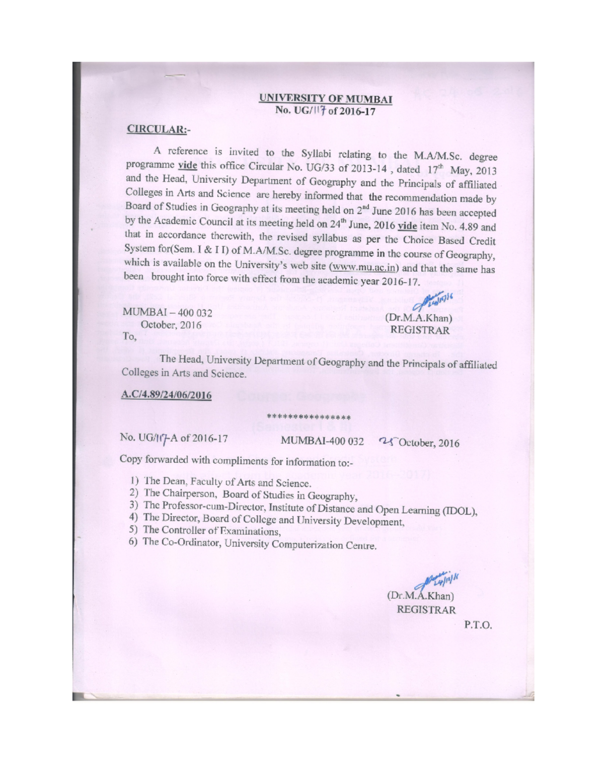 MA MSC Geography Syllabus UNIVERSITY OF MUMBAI Revised Syllabus for