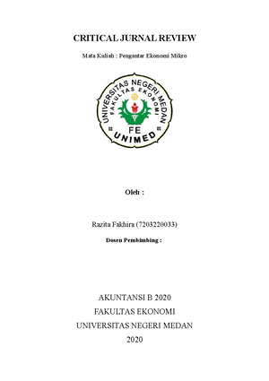 Cjr Ekonomi Mikro Critical Jurnal Review Mata Kuliah Pengantar Ekonomi Mikro Oleh Razita Studocu