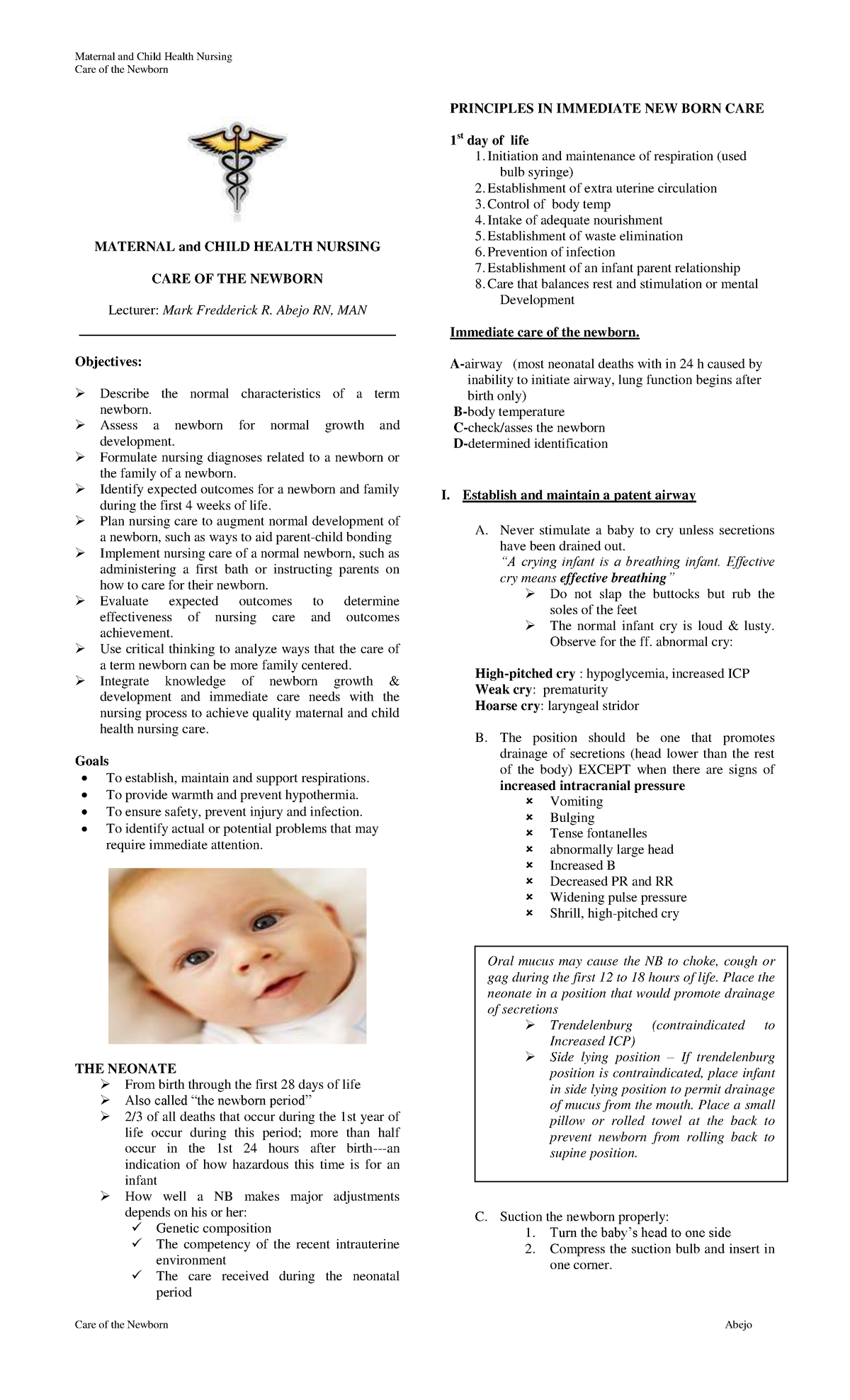 mcn-study-checklist-care-of-the-newborn-maternal-and-child-health