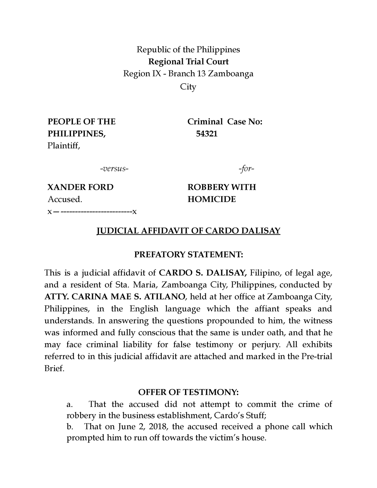 JA-Cardo-Dalisay - Republic of the Philippines Regional Trial Court ...