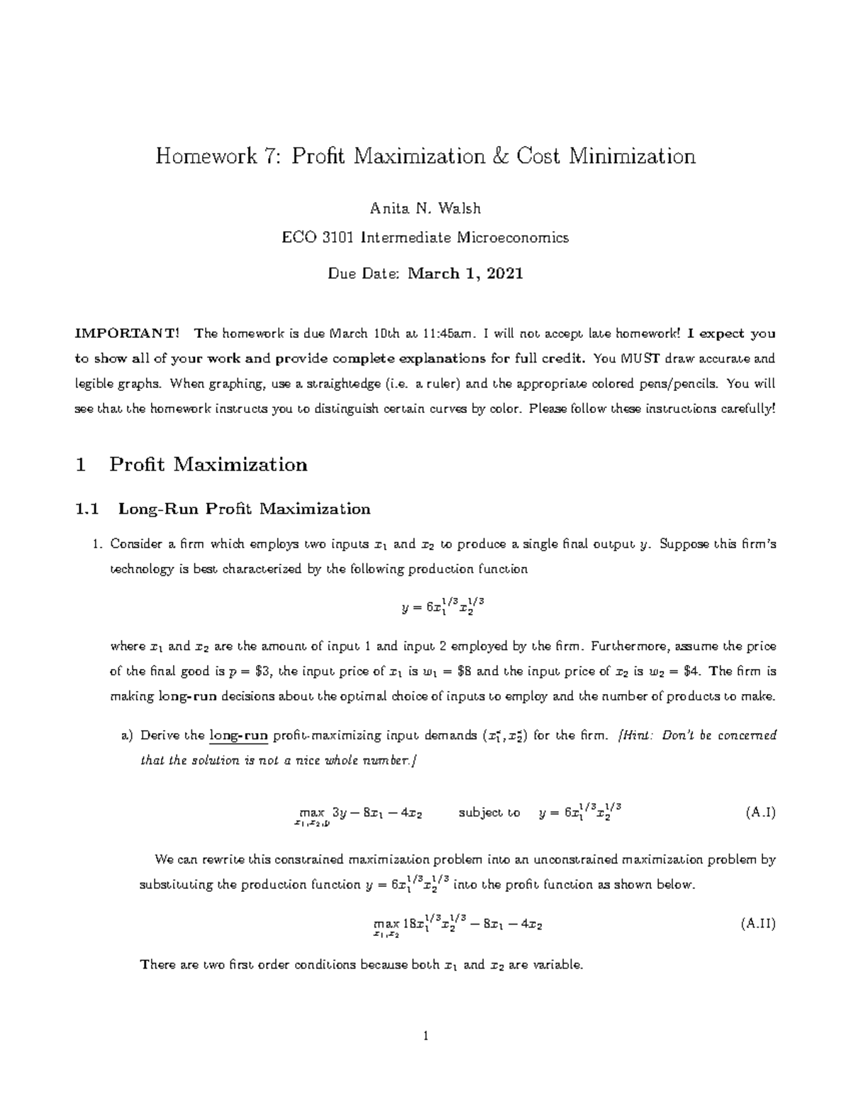 Homework 7 Solutions Homework Assignment - Homework 7: Profit ...