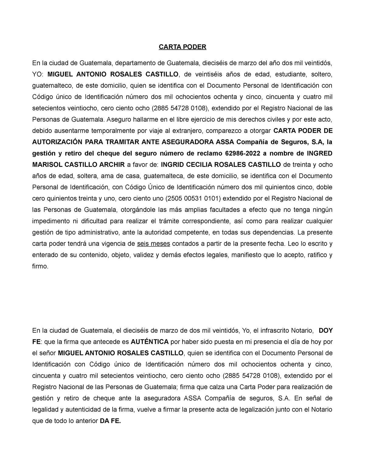 Carta Poder De Guatemala 9513