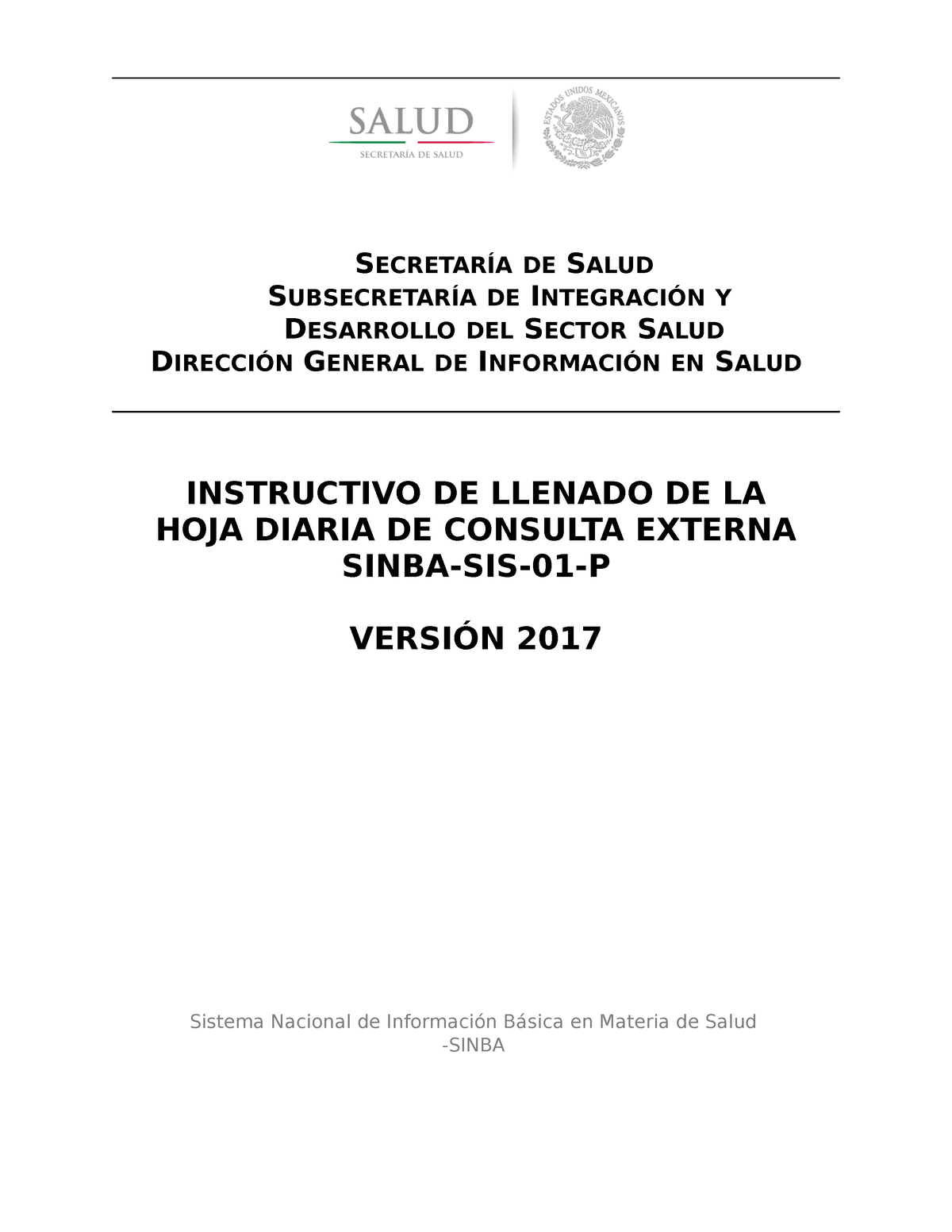 Instructivo De Llenado Consulta Externa Secretar A De Salud