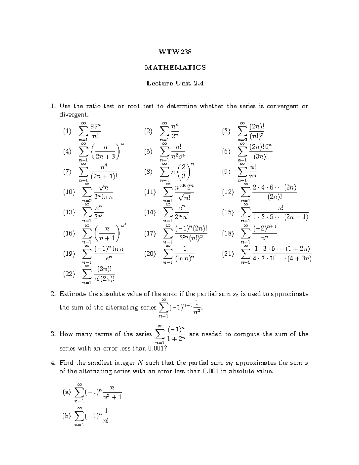 2020 Lecture unit 2.4 (28 Jan) - WTW MATHEMATICS Lecture Unit 2. Use ...